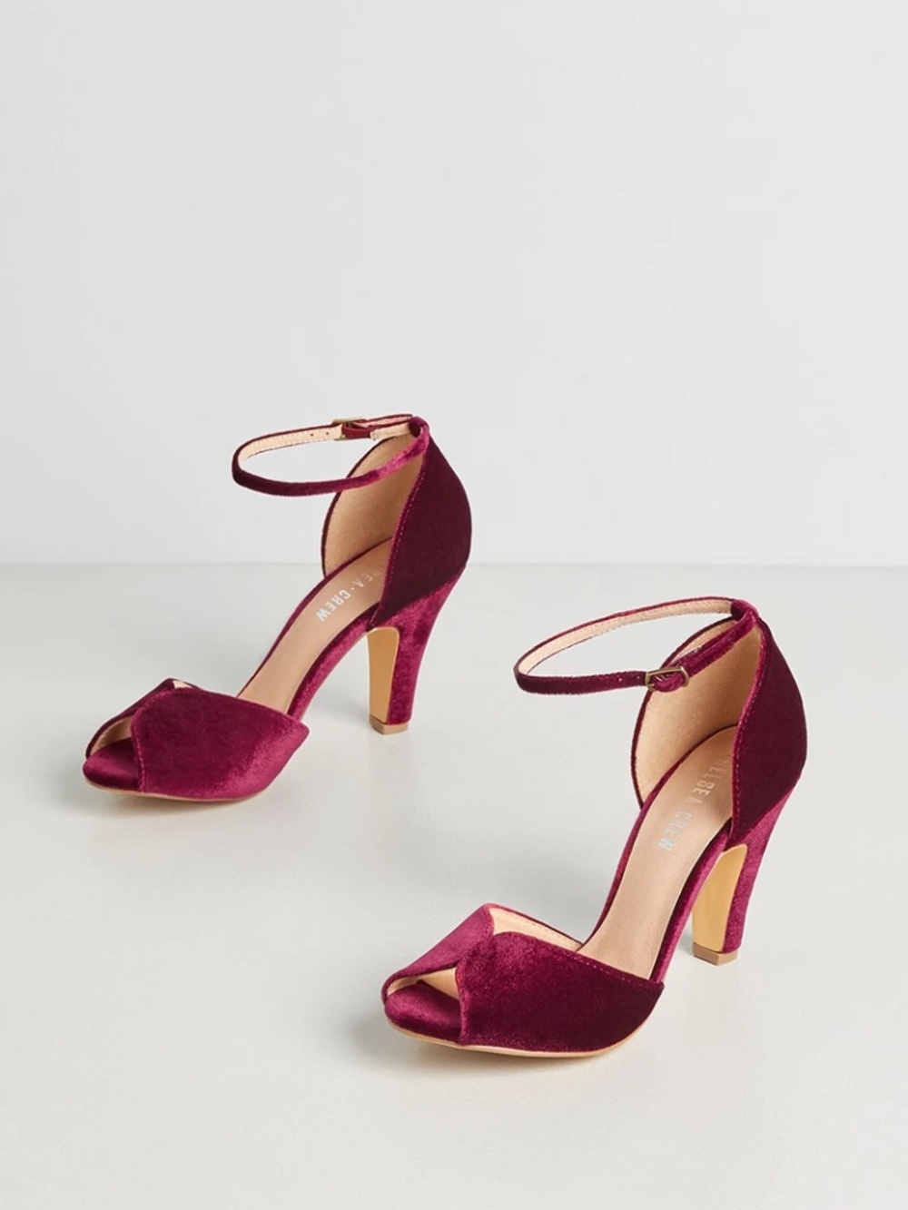 Red Velvet Peep Toe Heels EU Size 41/U.S. Size 10